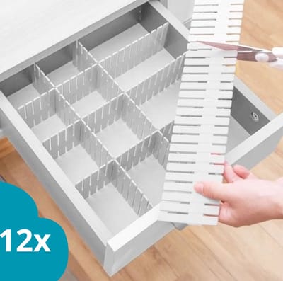 Knaak Ladeverdeler - Lade Organizer - Set van 12 - Wit - Voor Kleding, Keuken en Badkamer