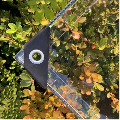 Waterdichte Doorzichtige Afdekzeil met Ringen 2x2m - Scheurbestendig en UV-bestendig PVC - Tarp voor Tuin, Camping en Auto