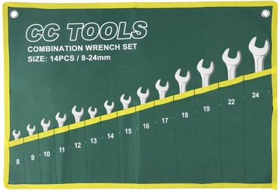 Dailygoods - Tool Organizer Bag - 14 Compartimenten - Hoogwaardige toolrol - Groen + Geel - Gereedschapsopslag - Geschikt voor vakmannen