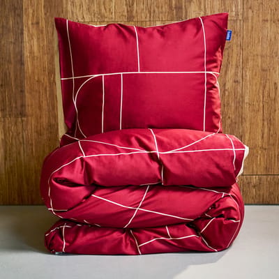 Auping Graphic bordeaux Dekbedovertrek - Eenpersoons 140 x 220 cm - Biologisch katoen - Rood