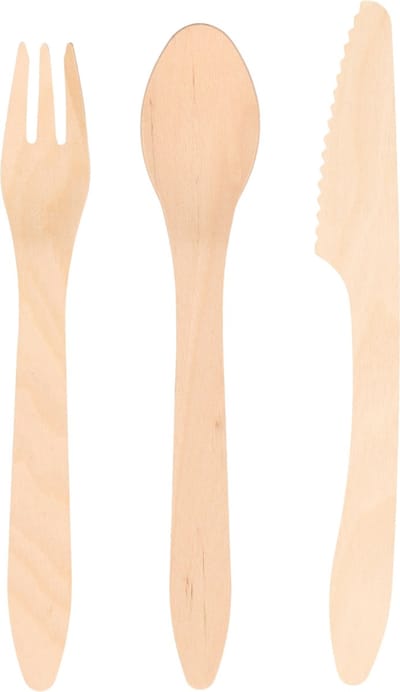 Wegwerp bestekset - 18x stuks - 19 cm - hout/bio - bestek - vork/mes/lepel