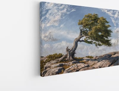 Saammp Canvas Schilderij - Vintage boom - Abstract - Landschap - Natuur - 45x30 - Foto op canvas - Wanddecoratie - Muurdecoratie Woonkamer - Slaapkamer decoratie - Canvas Print