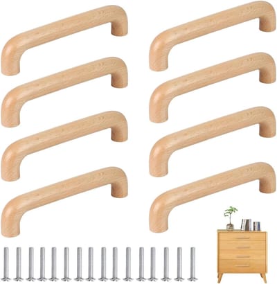 Houten Kastgrepen - Meubelgrepen Handgrepen - Meubels Vernieuwen - Natuurlijk Uniek Hout - 128 mm Gatafstand - Houtkleur