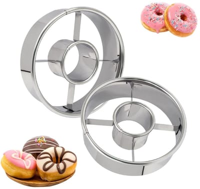Donutvorm - 2 stuks - Bakvormen Donut - 8cm - Donutvorm Klein - donut maker - taartring - donut uitsteker - RVS - bakgerei - bakaccessoires - Bakringen - dessertvorm - Bakvorm - Broodvorm -Taartvorm - Koekjes Vormen