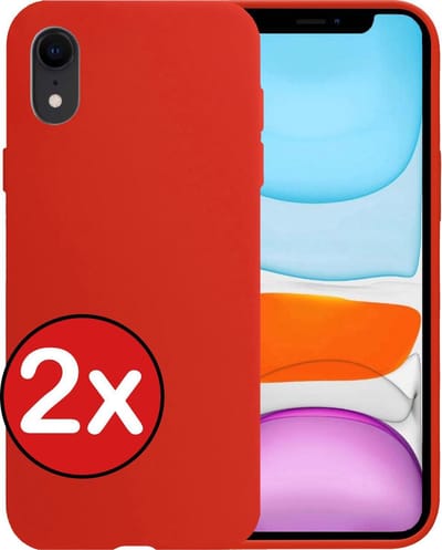 Hoesje - 2 Stuks - Geschikt voor Apple iPhone XR - Sterk & Shockproof - Telefoonhoes - Back Cover - Case Siliconen - Telefoon Hoes - Rood