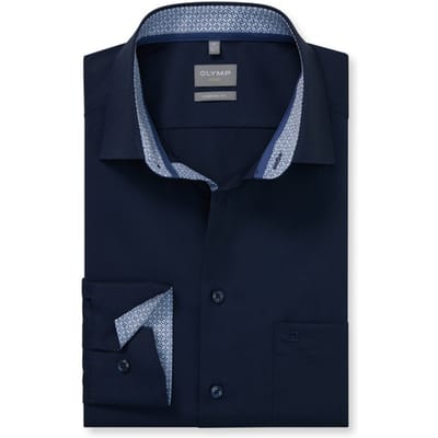 OLYMP Luxor Overhemd, Comfort Fit, New Kent, Kobaltblauw