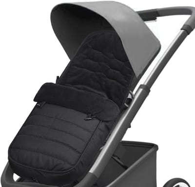 Voetenzak voor baby's - Universele kinderwagen slaapzak, Winddicht en Fleece Gevoerd, Zwart