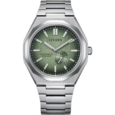 Montre Mécanique CITIZEN Série 100 Mètres Étanche Automatique Bracelet Titane 40,5 mm Unisexe Cadran Vert NK5020-58X bleu