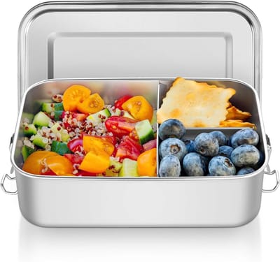 Lunchbox van roestvrij staal met compartimenten - Ideaal voor maaltijden onderweg, 1400 ml