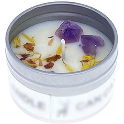Sojawaskaars in metaaltin Droge bloem Kristalsteen Aromatherapiekaarsen voor badgenezing Spa