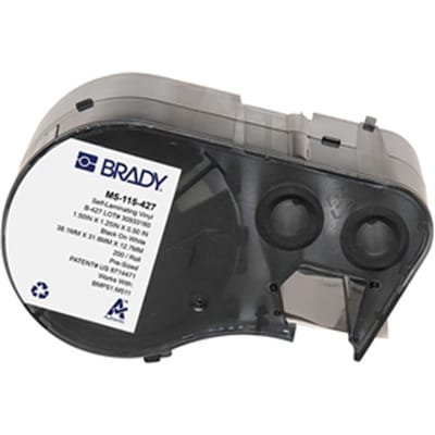 Brady M5-115-427 gelamineerde vinyl labels zwart op wit/transparant | 31,75 mm x 38,1 mm (origineel)