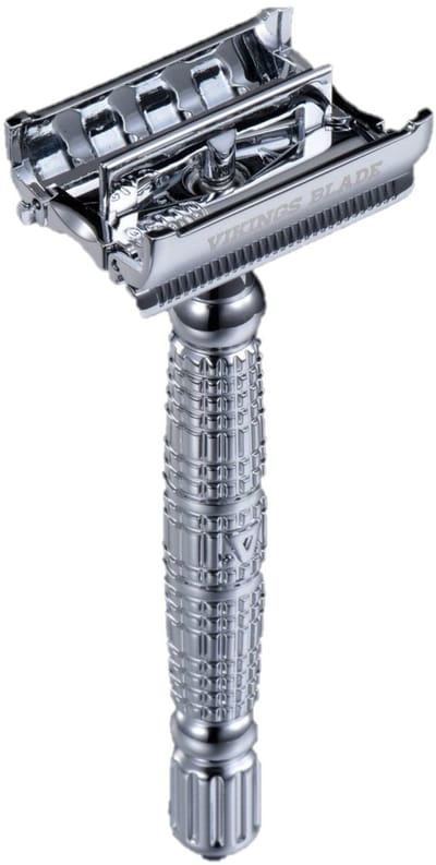 JIMMAR Safety Razor - Dubbelzijdig Scheermes - Klassiek - Double Edge Blade - Scheren - Baard - Unisex - Inclusief 5 Platinum Scheermesjes - Zilver