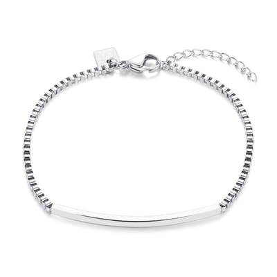 Twice As Nice Armband in edelstaal, naamplaatje 18cm+3cm