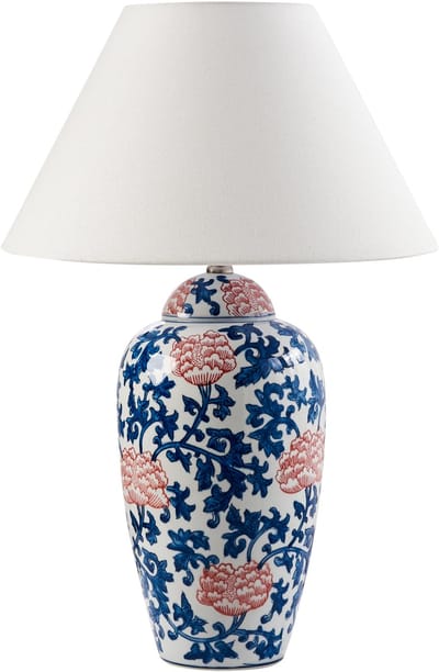 VERUSA - Tafellamp - Wit/Blauw - Porselein/Linnen