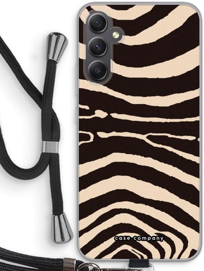 Case Company® - Hoesje met koord geschikt voor Samsung Galaxy A34 hoesje met Koord - Arizona Zebra - Telefoonhoesje met Zwart Koord - Bescherming aan alle Kanten en Over de Schermrand