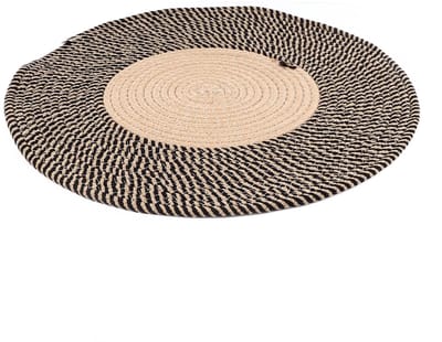 Dailygoods- Vloerkleed Omkeerbaar - Jute Gevlochten - Rond Tapijt - Retro Design - Duurzaam - Geschikt voor Eetkamer