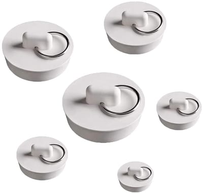 Cosensi - Drain stopper - 6-delige set - Rubber - Wit - Afvoerpluggen voor keuken en badkamer - Geschikt voor verschillende afvoergroottes