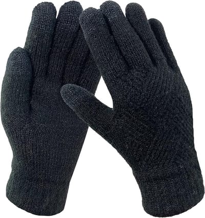 Famanu - Thermohandschoenen voor dames, vlechtgebreid, dik touchscreen, winterhandschoenen met warme thermische voering, manchet, elastische zachte winddichte handschoenen voor skiën, fietsen, wandelen, outdoor sport