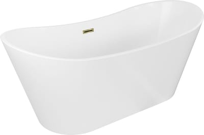 Mexen Montana vrijstaande badkuip 180 x 80 , wit, overloop goud - 52011808000-50