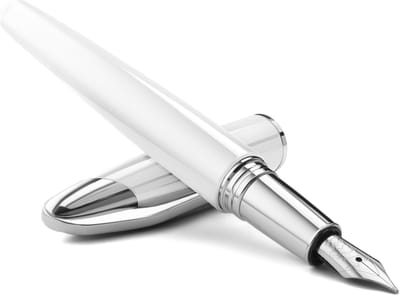 Colibri Equinox Vulpen - Luxe Pen met Inktpatroon - Medium Penpunt - met Geschenkdoos - Metaal - Wit
