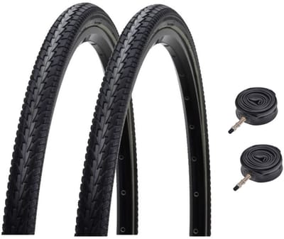 set 2 stuks 37-622 28 inch Buitenbanden + DV binnenbanden 28x1 5/8x1 3/8"- zwart