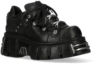 New Rock - Gothic Veterschoenen - METALLIC M-120N-C26 - EU36 tot EU47 - zwart