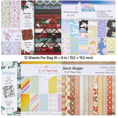 VEVOR Scrapbookpapier, 72 vellen, 152 mm, gemengde set speciaal patroonpapier voor VEVOR stans- en reliëfmachines, decoratief papier voor versieringen, scrapbooking, kaarten maken en knutselprojecten.