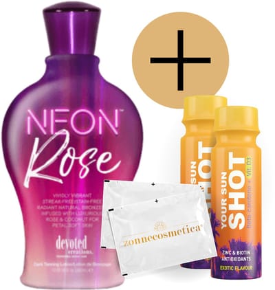 Devoted Creations - Neon Rose + 2 Your Sun Shots + 2 Verfrissingsdoekjes