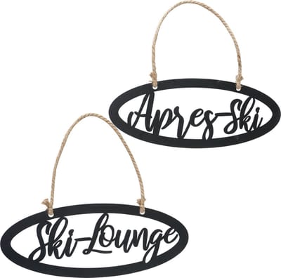 wandbord tekstbord ski apreski lounge set van 2 stuks wintersport