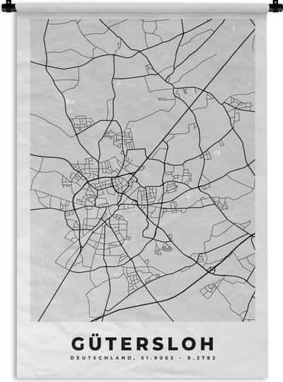 Wandkleed - Wanddoek - Duitsland - Plattegrond - Gütersloh - Kaart - Stadskaart - 120x180 cm - Wandtapijt