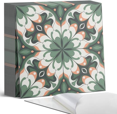 Coloray Plaktegels - Stijlvol plantenpatroon Zelfklevende Tegels - 20 cm x 20 cm - Groente Plaktegels - 20 stuks - Vierkant PVC Tegels - Plaktegels Badkamer - Plaktegels Vloer - Vinyltegels Vloer Zelfklevend - Wandtegel Zelfklevend