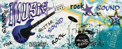 Fotobehang - Blue Guitar 375x150cm - Vliesbehang