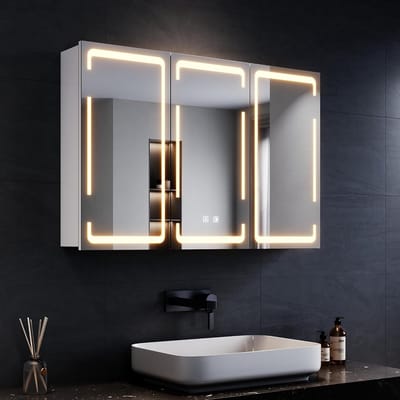 LED Spiegelkast - Badkamermeubel Verlichting - Opbergen Badkamer - Drie Kleuren Licht - 90 x 60 cm - Wit