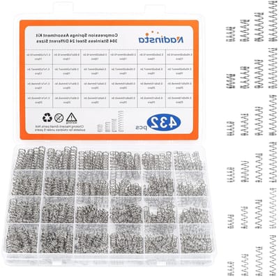 430-delige Mini RVS Verlengveren Assortiment Set, 24 Maten voor Mechanische Compressie, Ideaal voor Thuisreparaties en DIY Projecten