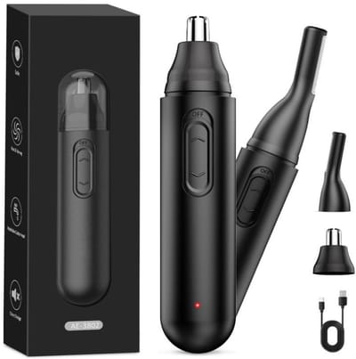 2-in-1 elektrische neushaartrimmer - neustrimmer - neustrimmer oplaadbaar - Wenkbrauwtrimmer - Pijnloze oor- en neustrimmer - Zwart - Kunststof