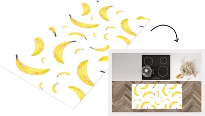 Keukenloper - Loper keuken - Bananen - Wit - Patronen - 120x60 cm - Keukenloper vinyl