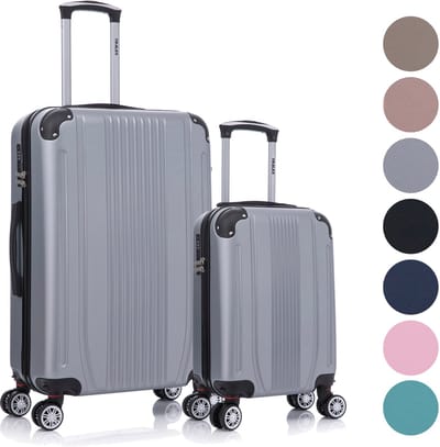 TRALEX - Levante - 2 Delig kofferset - 27L&73L - Kleine handbagage - 27L - Medium koffer - 73L - ABS - Harde schaal - Cijferslot - Lichtgewicht - Flexibel - Duurzaam - Stille (rubberen) wielen - Dubbele spinnerwielen - Zilver