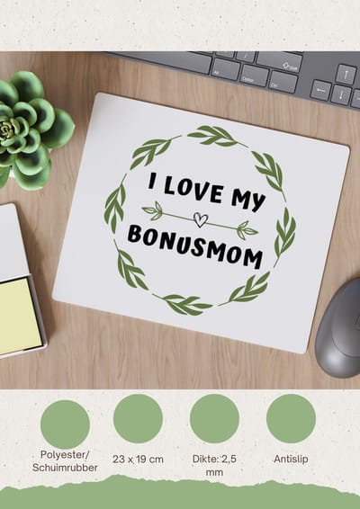 Akyol - i love my bonusmom Muismat - Mama - liefste bonusmoeder - moeder cadeautjes - moederdag - verjaardag - geschenk - kado - 23 bij 19 cm