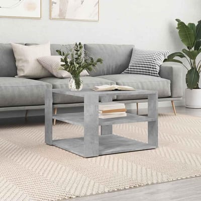Ronde Salontafel Betonlook Design 60x60 cm - Houten Bijzettafel Woonkamer