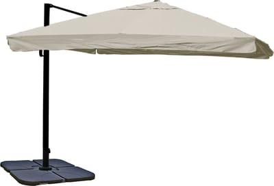 Zweefparasol MCW-A96, 3x3m (Ø4,24m) polyester aluminium/staal 23kg ~ Flap, crèmegrijs met standaard