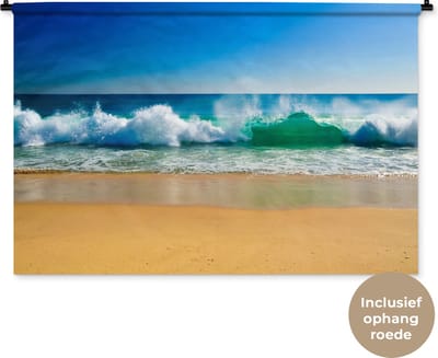 Wandkleed - Wanddoek - Zee - Golf - Strand - 150x100 cm - Wandtapijt