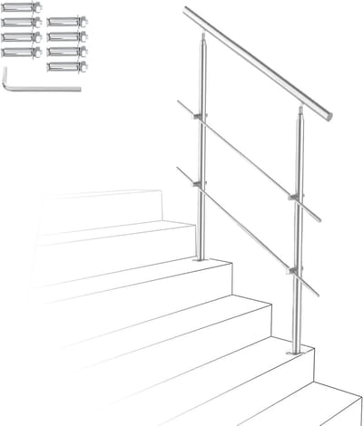 Trapleuning Roestvrij Staal - RVS Reling - Veilig Traplopen - Verstelbare Hoek - 80 cm - Geborsteld
