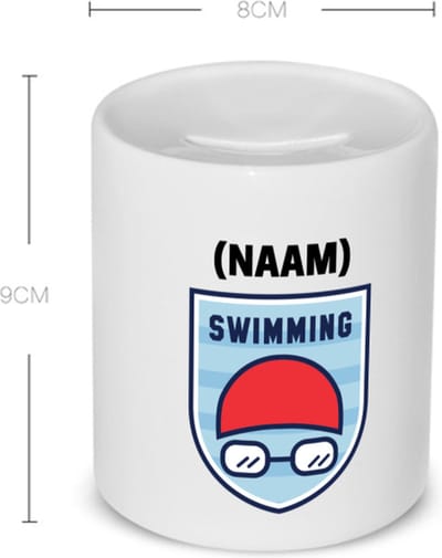 Akyol - swimming met je eigen naam Spaarpot - Zwemmen - sport liefhebbers - mensen die houden van zwemmen - zwemdiploma - zwemcadeau - verjaardagscadeau - verjaardag - cadeau - kado - geschenk - gift - 350 ML inhoud