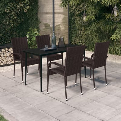 vidaXL - 5-delige - Tuinset - bruin - en - zwart