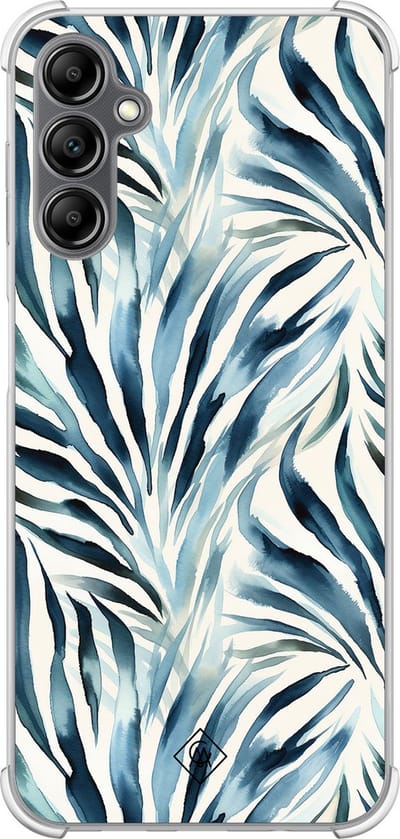Casimoda® hoesje - Geschikt voor Samsung Galaxy A14 5G - Japandi Waves - Shockproof case - Extra sterk - TPU/polycarbonaat - Blauw, Transparant