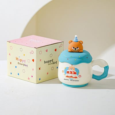 Mok met Deksel Schattig Bestie Verjaardagscadeau voor Meisjes Koffie Keramische Waterbeker voor Thuisgebruik Hoge Waarde Kantoor 301-400ml