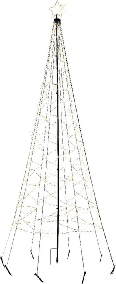 Vlaggenmast kerstboom met ster - verlichting - 480 leds - D160 x H320 cm - warm wit