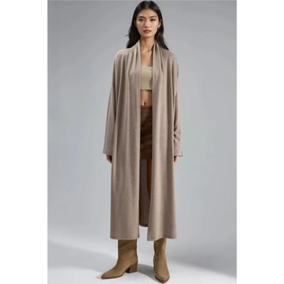 Relaxed Fit Langlijn Open-Front Sjawl Kraag Gebreide Cardigan