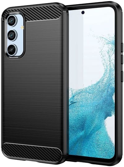 Geborsteld TPU Hoesje Geschikt voor Samsung Galaxy A54 | Beschermhoes | Back Cover | Flexibel TPU | Stijlvol Carbon | Dun | Zwart