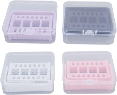 Nail Drill Bits Organizer met 16 Holes, 4 Stuks Dustproof Display en Opbergdoos voor Nagelkunst en Nagelsalon Gebruik